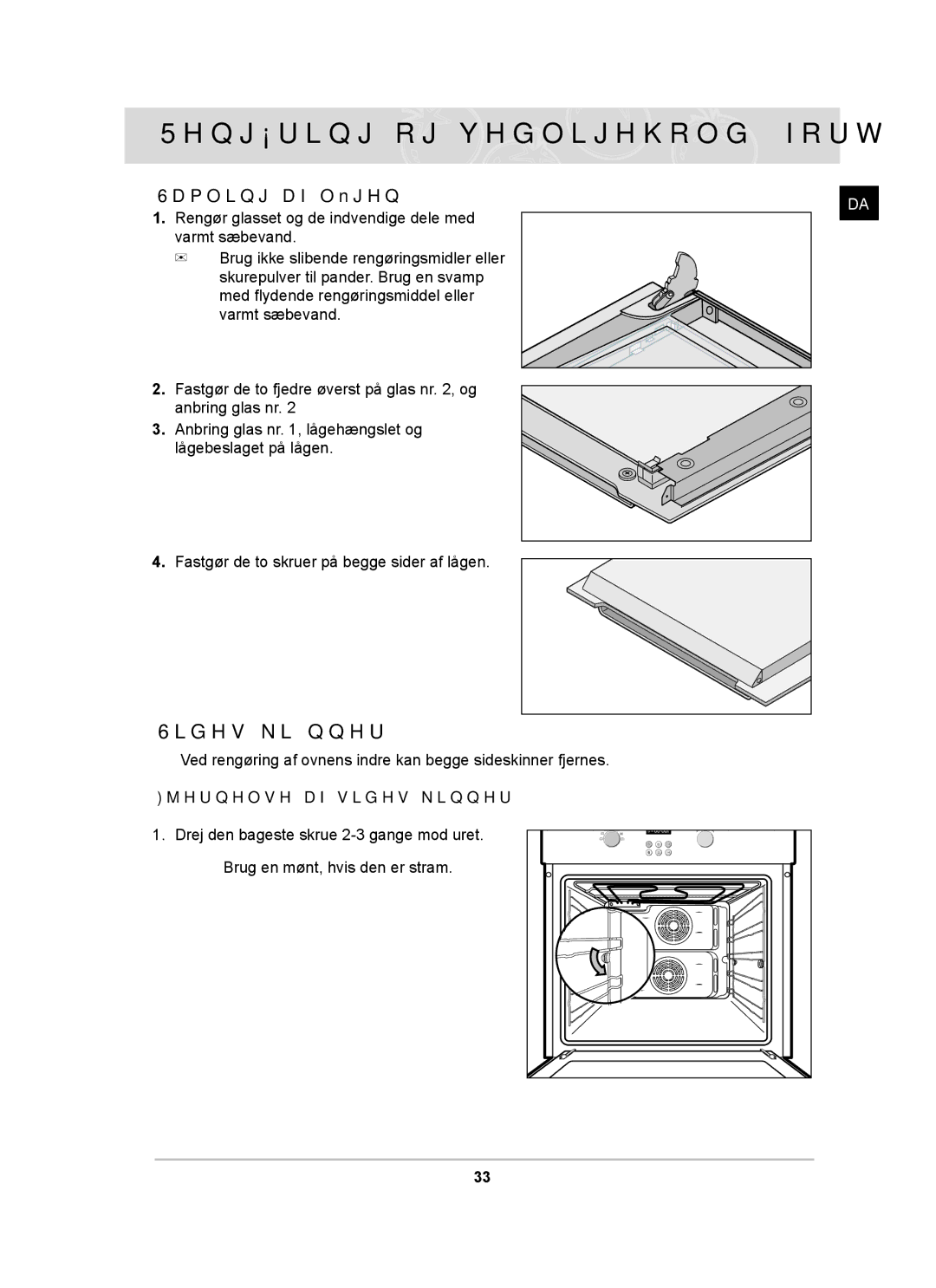 Samsung BF64CCBST/XSA, BF64CCBST/XEE, BF64CCBB/XEE manual Sides ki nner, Samling af lågen 