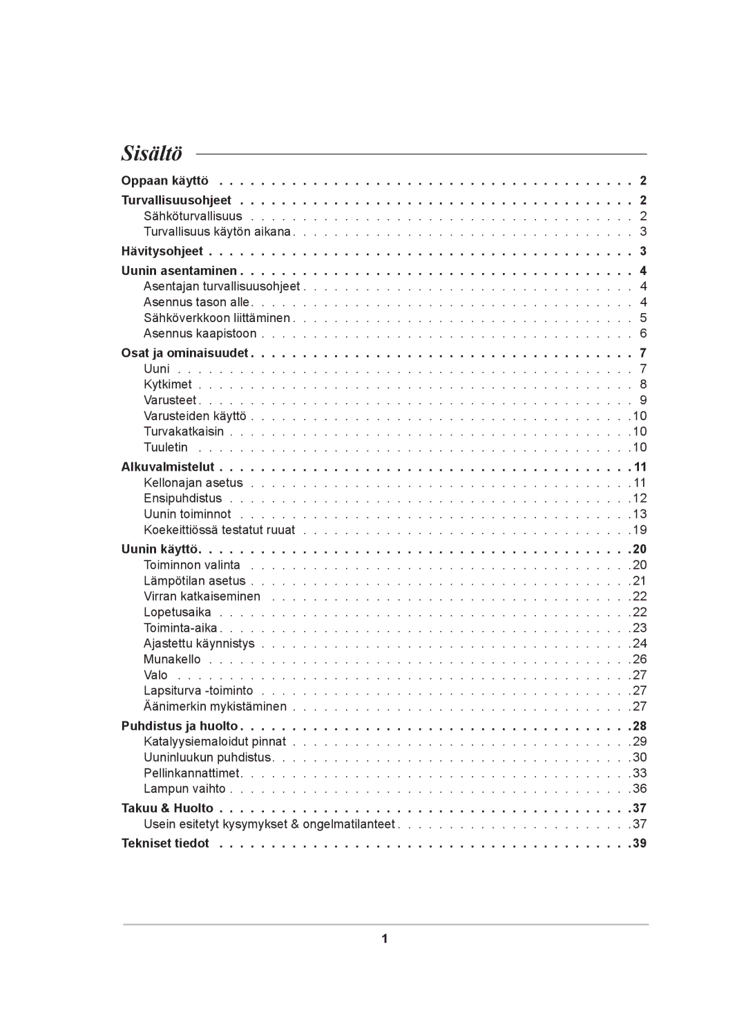 Samsung BF64CCBST/XEE, BF64CCBB/XEE, BF64CCBST/XSA manual Oppaan käyttö Turvallisuusohjeet, Tekniset tiedot 