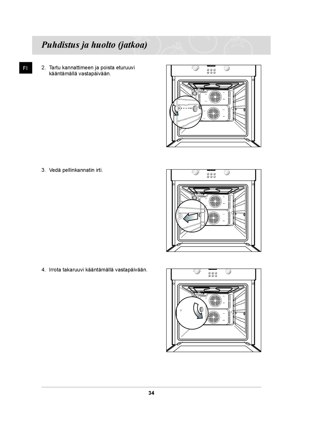 Samsung BF64CCBST/XEE, BF64CCBB/XEE, BF64CCBST/XSA manual Puhdistus ja huolto jatkoa 