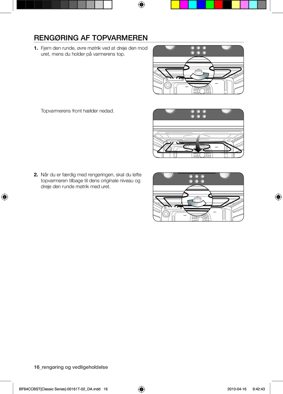 Samsung BF64CCBW/XEE manual Rengøring af topvarmeren 