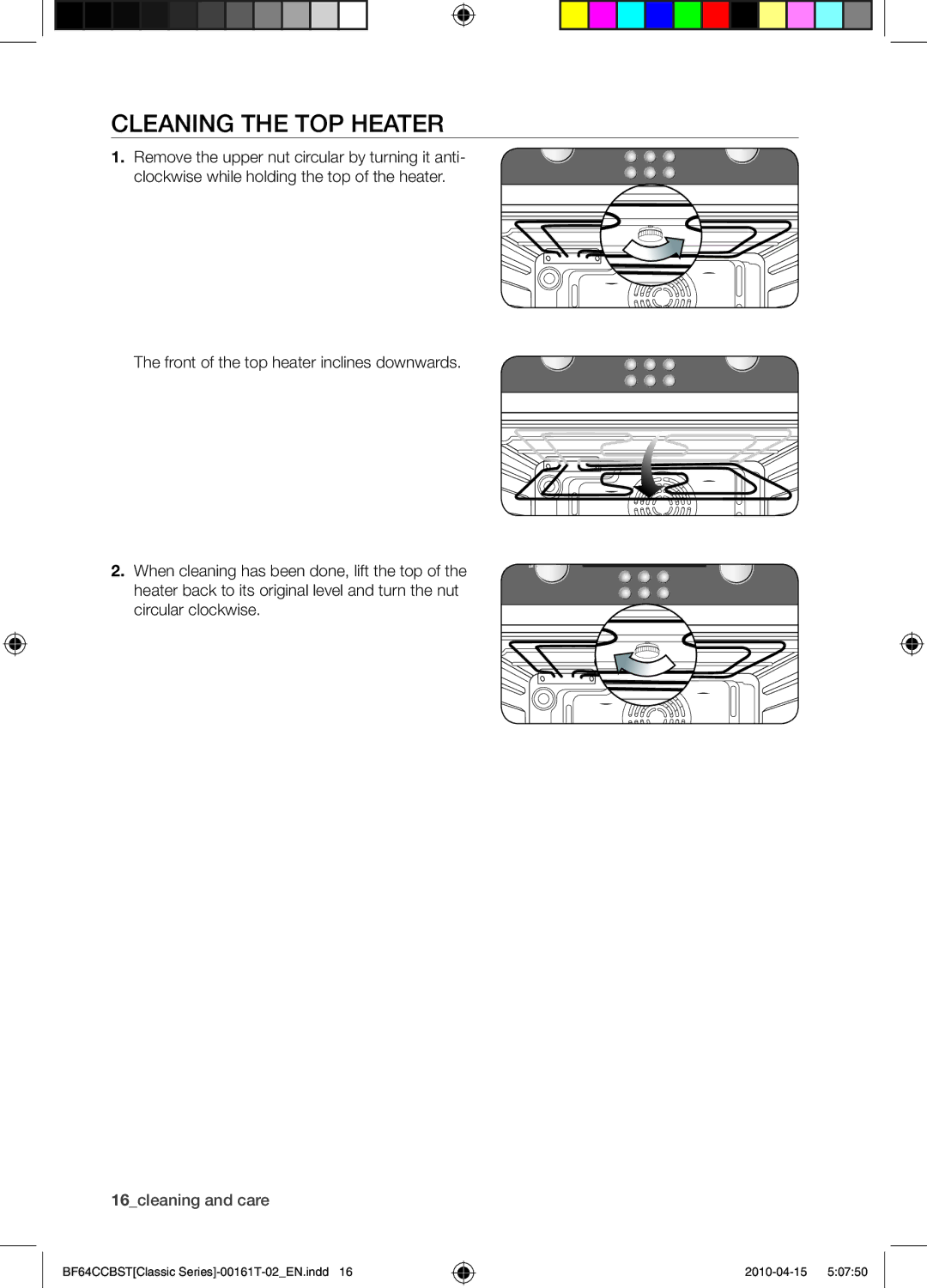 Samsung BF64CCBW/XEE manual Cleaning the top heater 