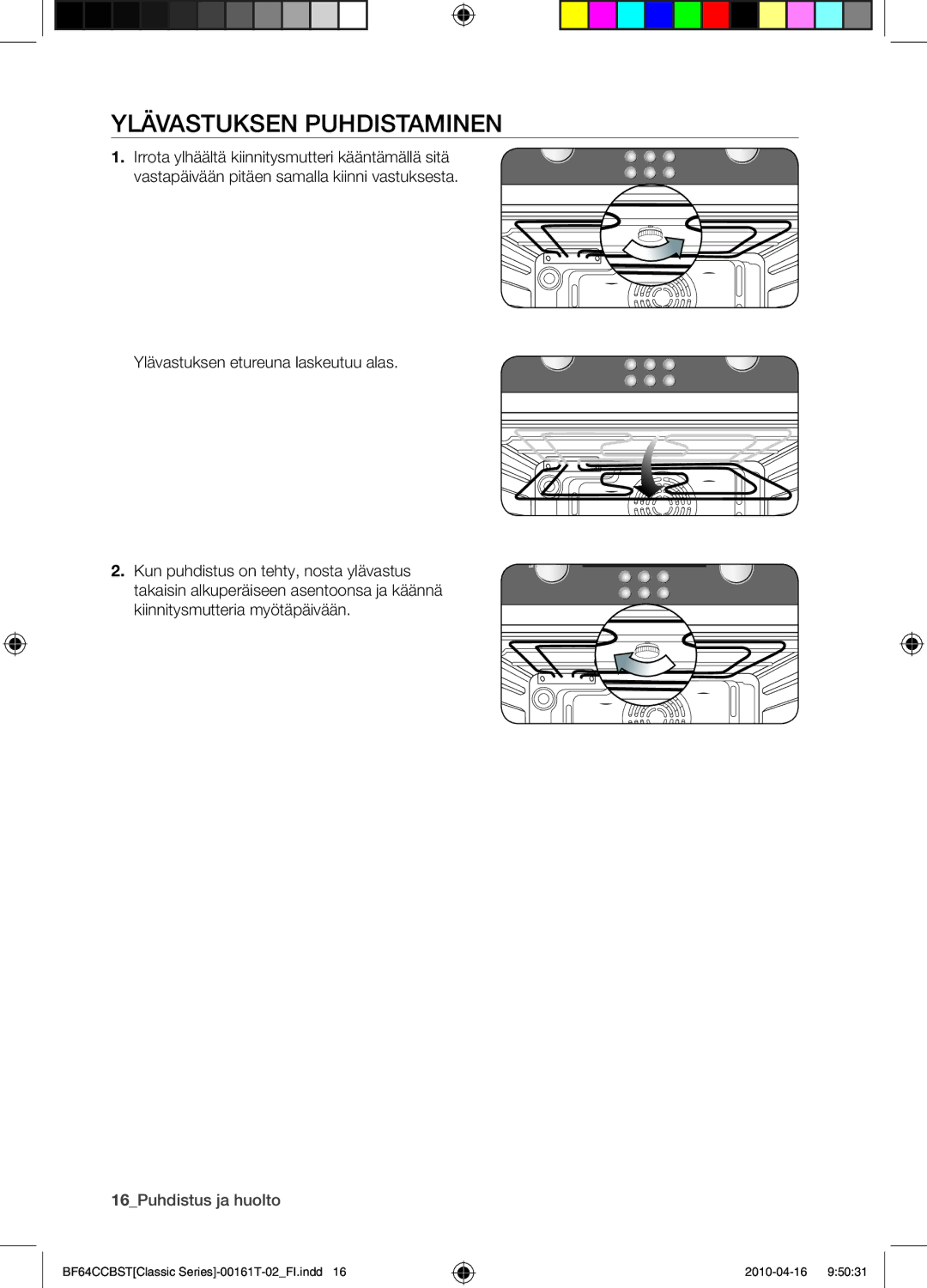 Samsung BF64CCBW/XEE manual Ylävastuksen puhdistaminen 