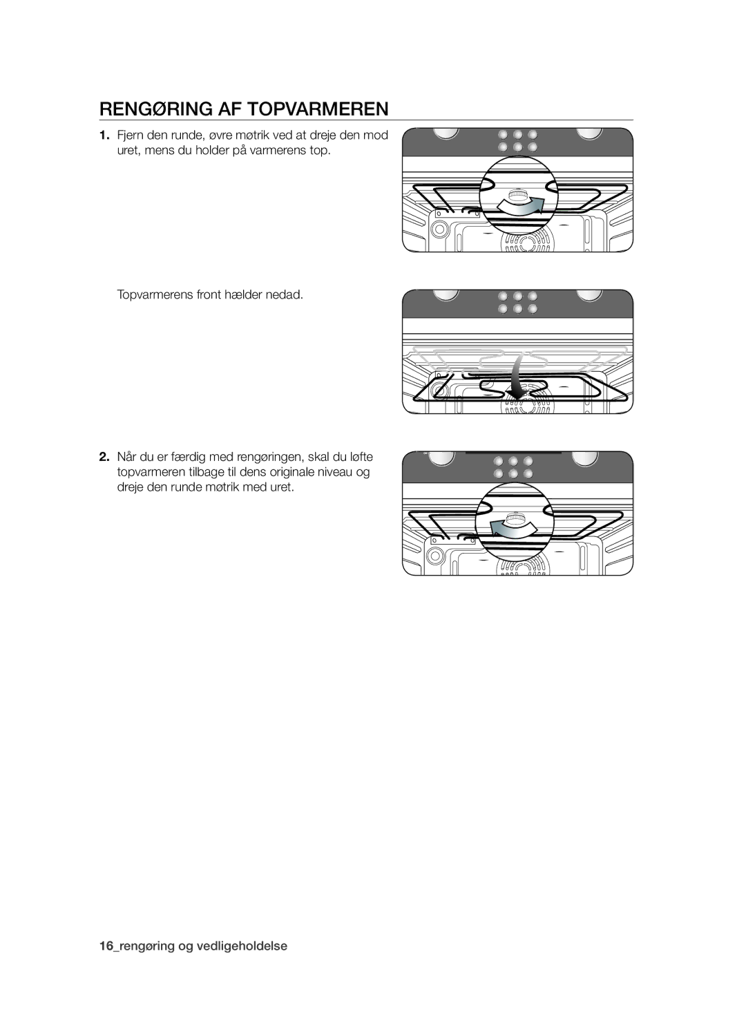 Samsung BF64CCBW/XEE manual Rengøring af topvarmeren 