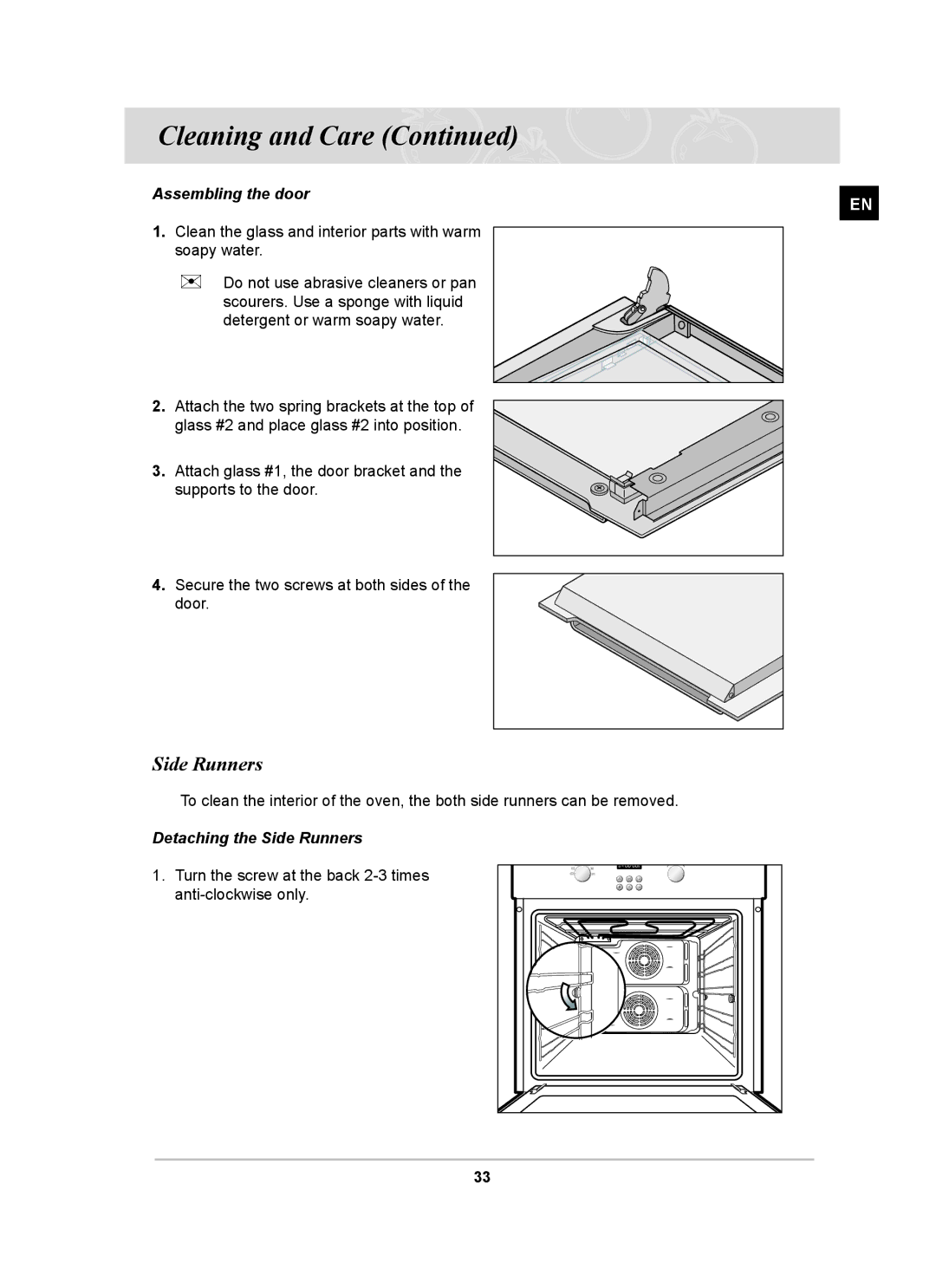 Samsung BF64CCST/SLI manual Assembling the door, Detaching the Side Runners 