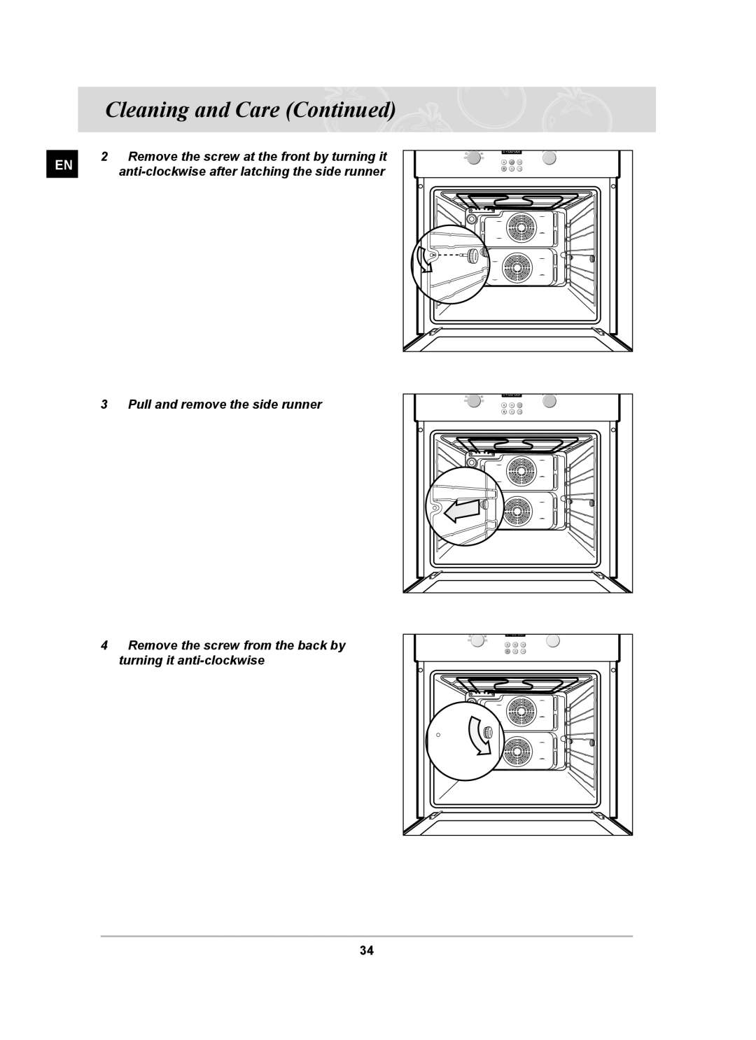 Samsung BF64CCST/SLI manual Remove the screw at the front by turning it 