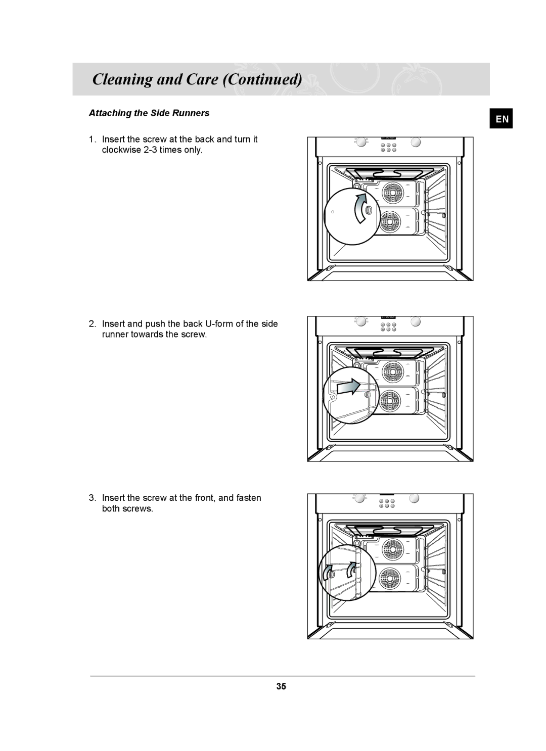 Samsung BF64CCST/SLI manual Attaching the Side Runners 