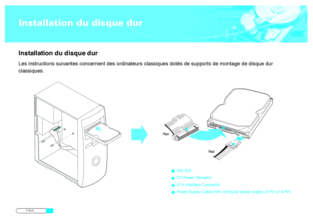 Samsung BF68-00160B manual Installation du disque dur 