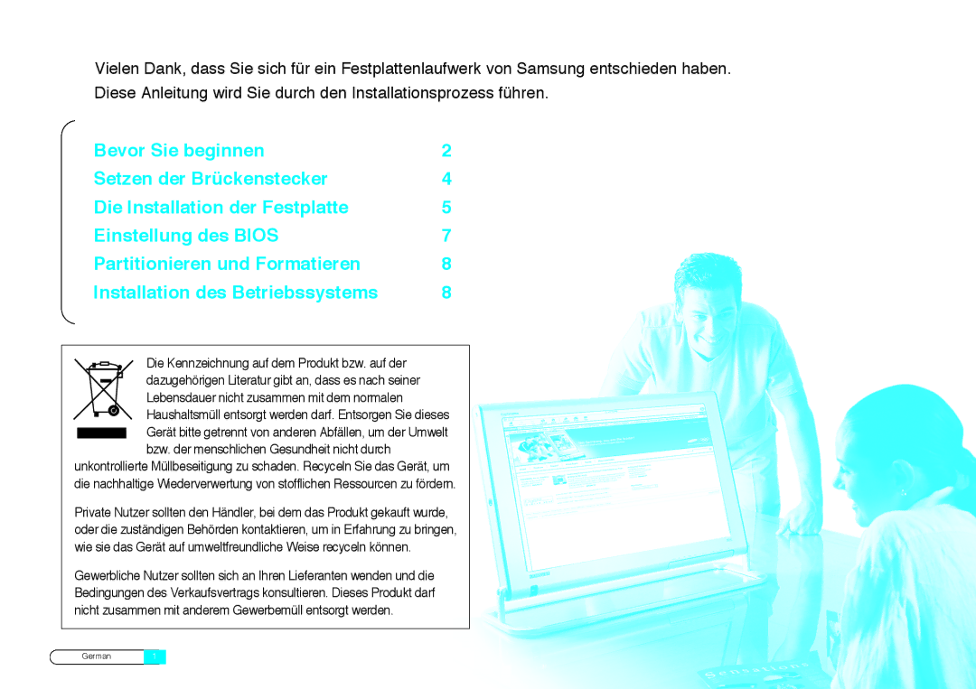 Samsung BF68-00160B manual Haushaltsmüll entsorgt werden darf. Entsorgen Sie dieses 