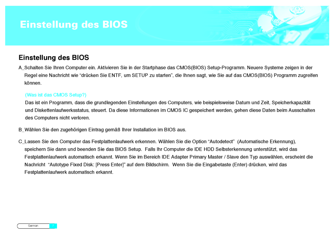 Samsung BF68-00160B manual Einstellung des Bios, Was ist das Cmos Setup? 