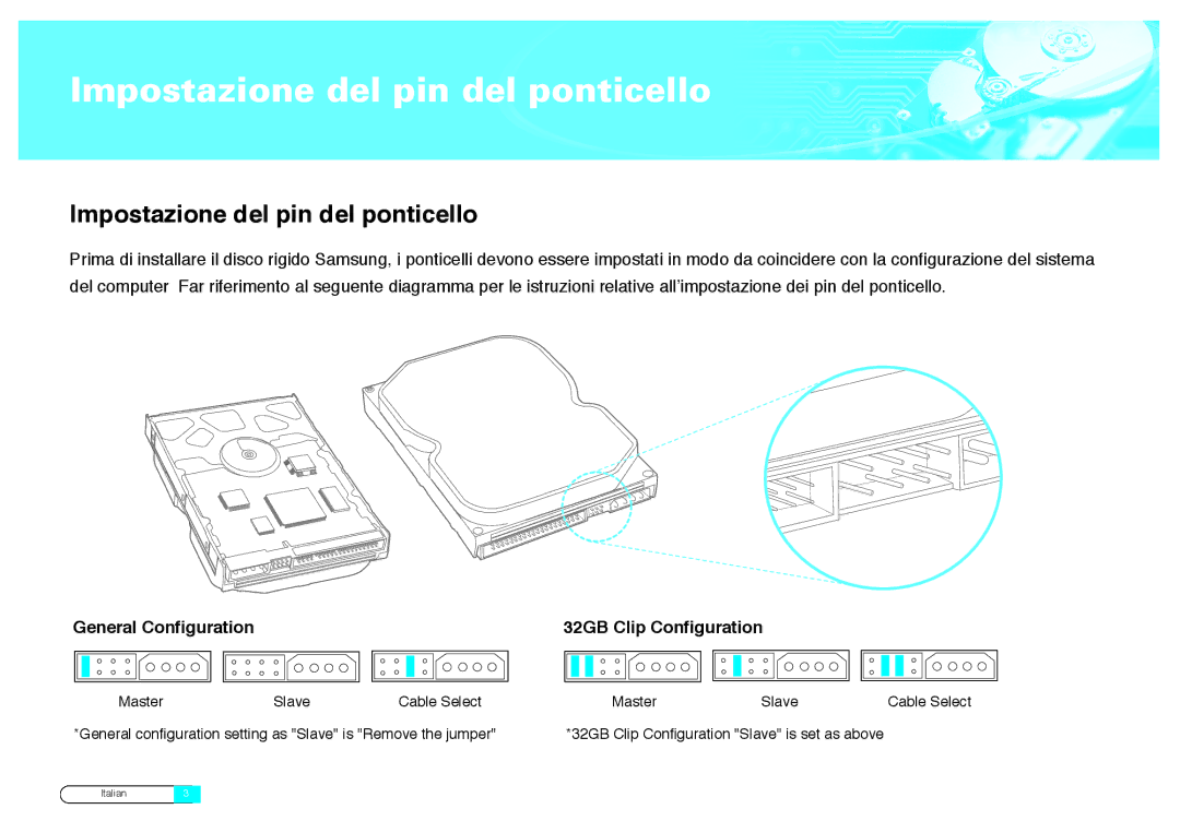 Samsung BF68-00160B manual Impostazione del pin del ponticello 