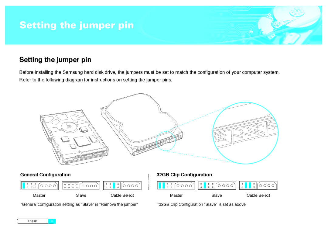 Samsung BF68-00160B manual Setting the jumper pin 