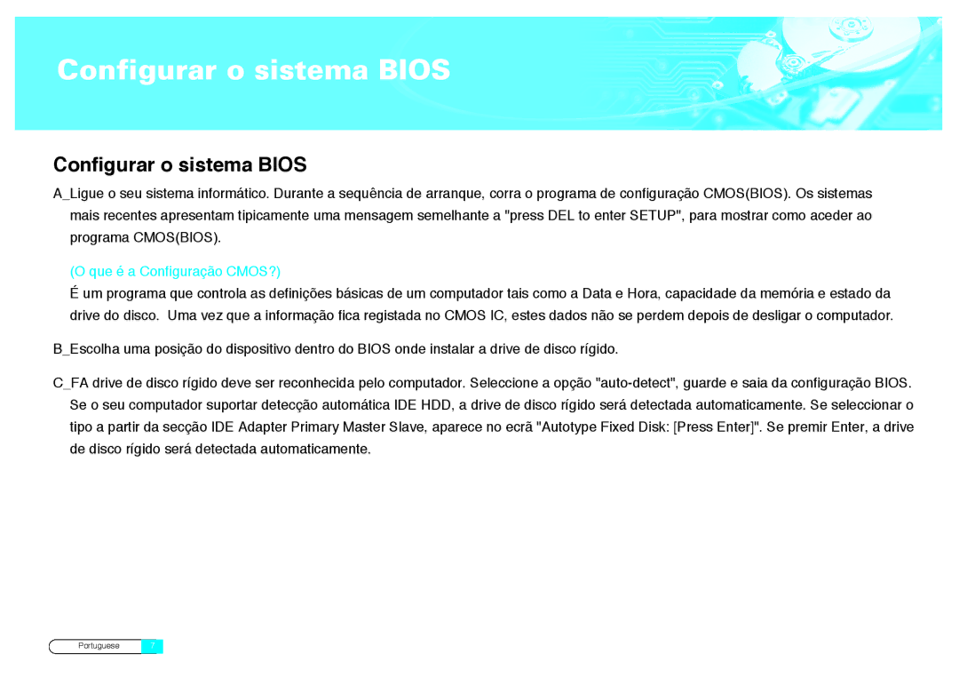 Samsung BF68-00160B manual Configurar o sistema Bios, Que é a Configuração CMOS? 