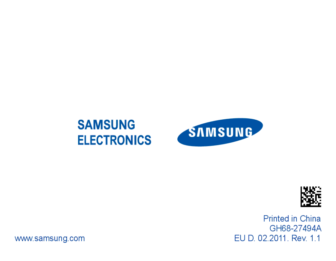 Samsung BHF1000VBECSEB, BHF1000VBECSER manual GH68-27494A 