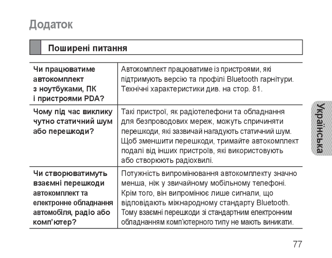 Samsung BHF1000VBECSER, BHF1000VBECSEB manual Додаток, Поширені питання 