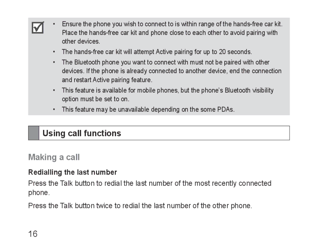 Samsung BHF1000VBECSEB, BHF1000VBECXEF, BHF1000VBECXET manual Using call functions, Making a call, Redialling the last number 