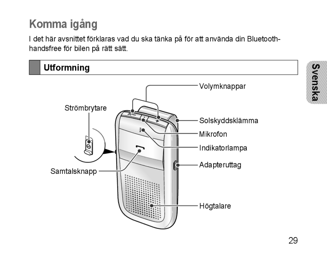 Samsung BHF1000VBECEUR, BHF1000VBECXEF, BHF1000VBECXET, BHF1000VMECFOP, BHF1000VBECFOP, BHF1000VBECXSG Komma igång, Utformning 