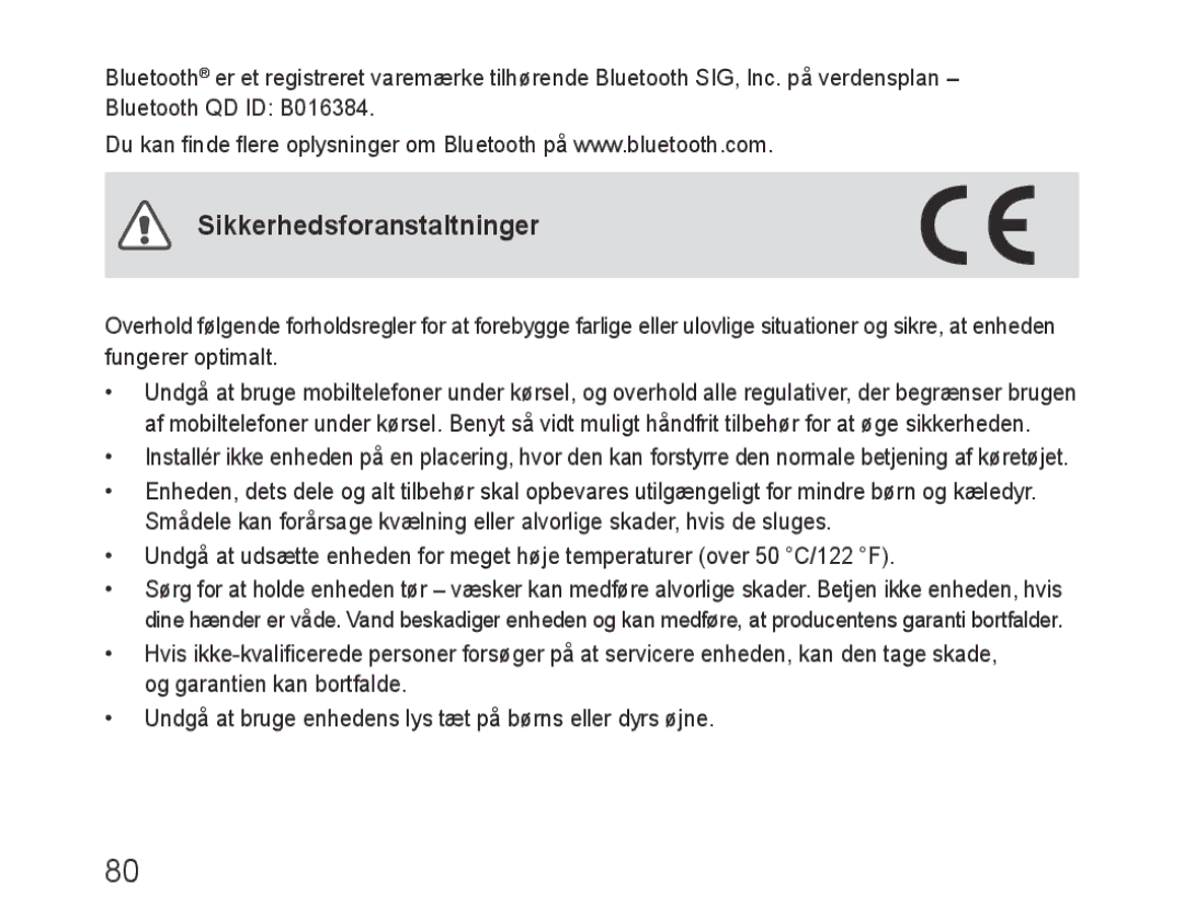 Samsung BHF1000VBEGJED, BHF1000VBECXEF, BHF1000VBECXET, BHF1000VMECFOP, BHF1000VBECFOP manual Sikkerhedsforanstaltninger 