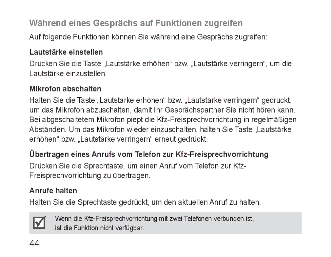 Samsung BHF1000VMECFOP manual Während eines Gesprächs auf Funktionen zugreifen, Lautstärke einstellen, Mikrofon abschalten 