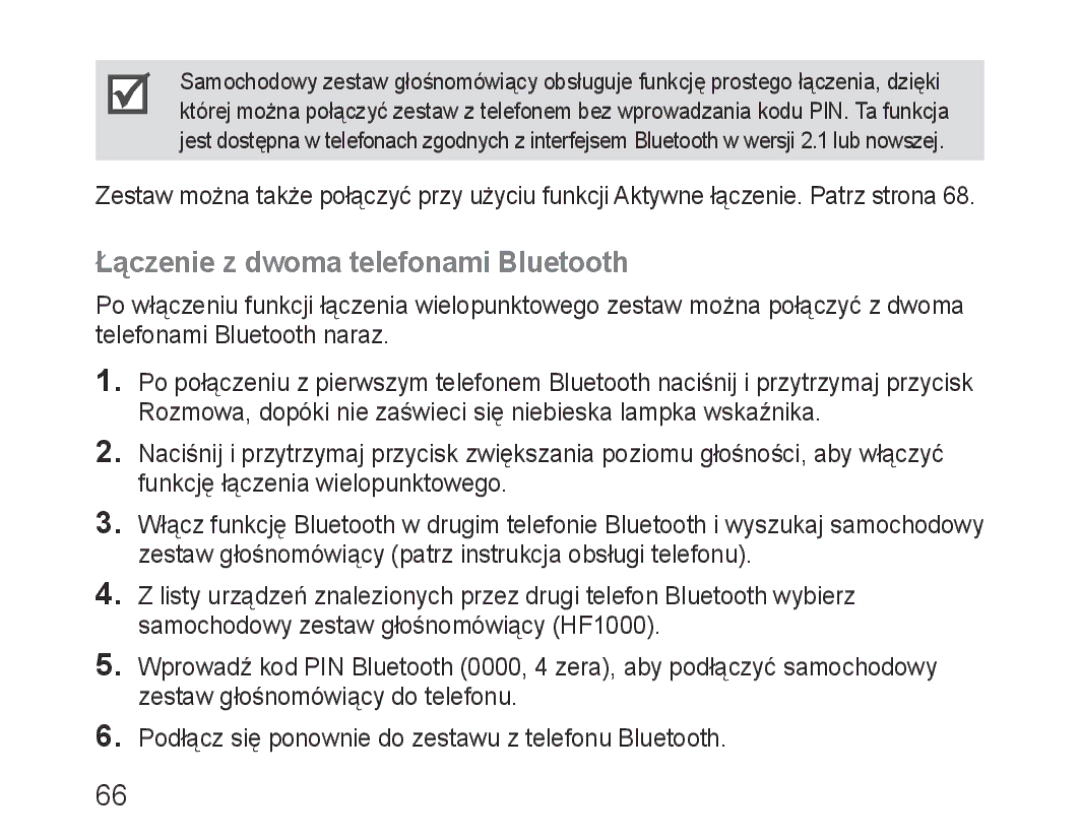 Samsung BHF1000VMECFOP, BHF1000VBECXEF, BHF1000VBECXET, BHF1000VBECFOP, BHF1000VBECXSG Łączenie z dwoma telefonami Bluetooth 