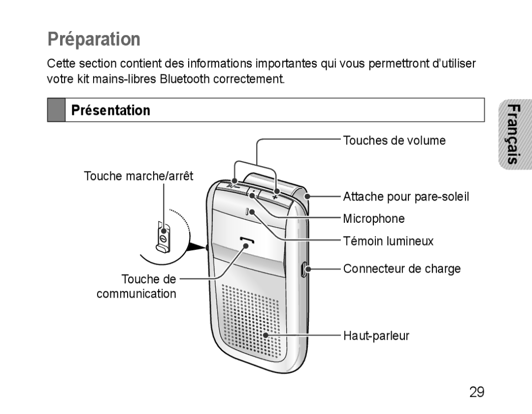 Samsung BHF1000VBECXET, BHF1000VBECXEF, BHF1000VMECFOP, BHF1000VBECFOP, BHF1000VBECXSG manual Préparation, Présentation 