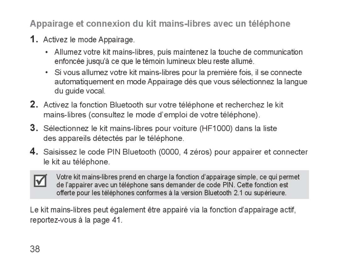 Samsung BHF1000VBECXEF, BHF1000VBECXET, BHF1000VMECFOP manual Appairage et connexion du kit mains-libres avec un téléphone 