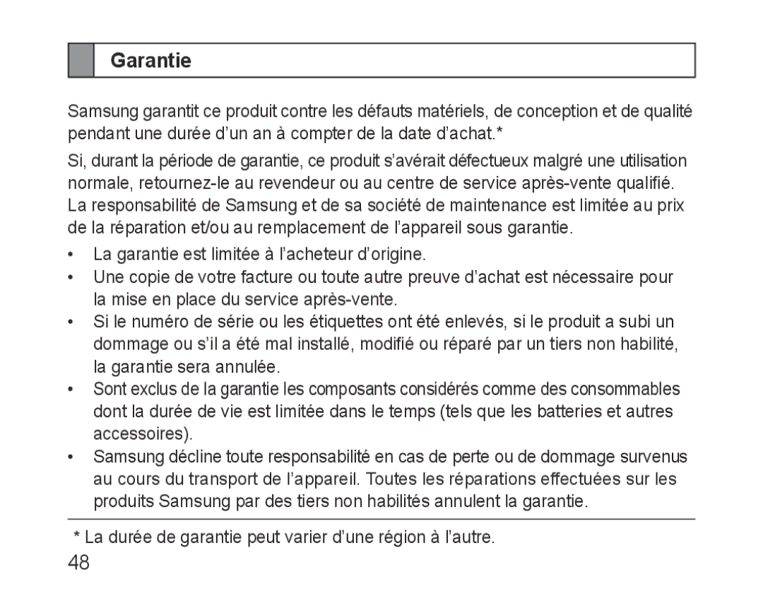 Samsung BHF1000VBECXEF, BHF1000VBECXET, BHF1000VMECFOP, BHF1000VBECFOP, BHF1000VBECXSG, BHF1000VBEGJED, BHF1000VBECXEH Garantie 