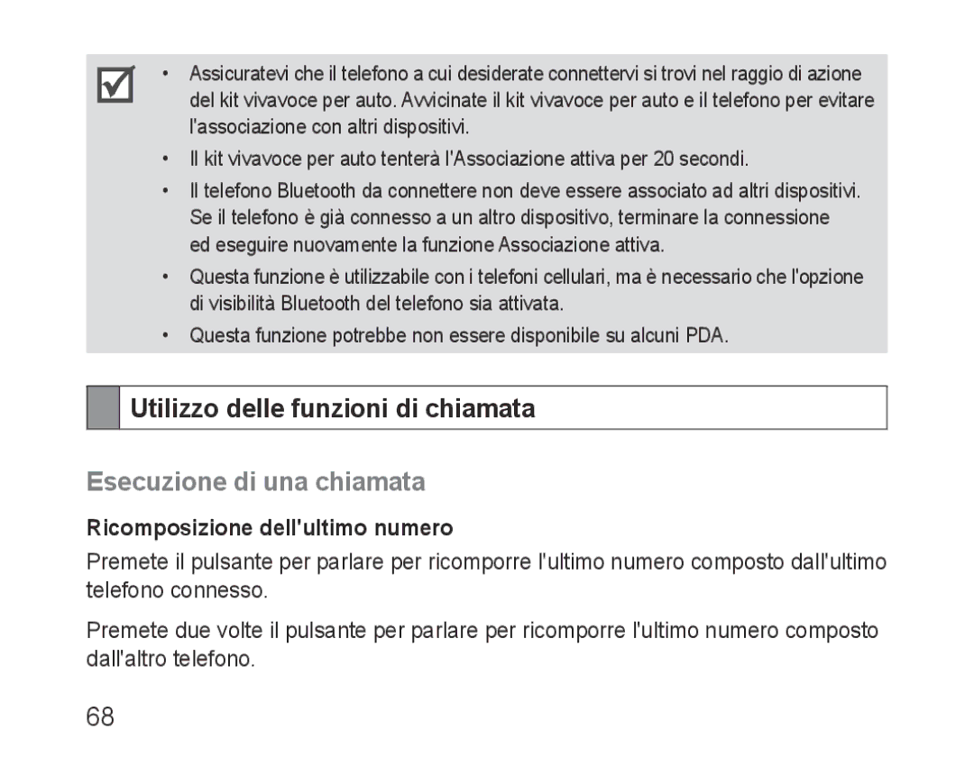 Samsung BHF1000VBECXEF Utilizzo delle funzioni di chiamata, Esecuzione di una chiamata, Ricomposizione dellultimo numero 