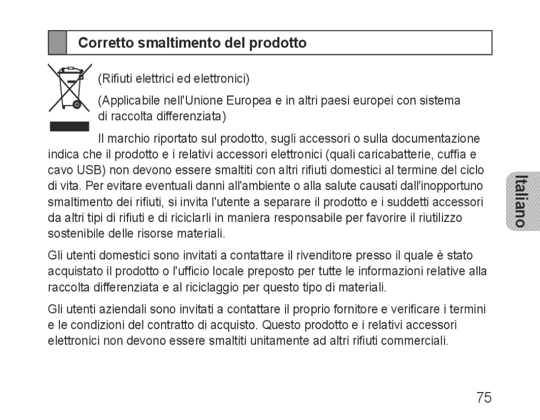 Samsung BHF1000VBECSEB, BHF1000VBECXEF, BHF1000VBECXET, BHF1000VMECFOP, BHF1000VBECFOP manual Corretto smaltimento del prodotto 