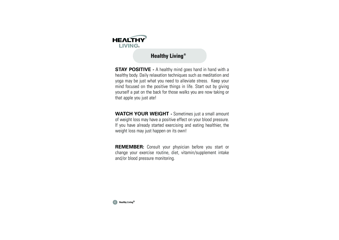 Samsung BHM-1008 owner manual Healthy Living 