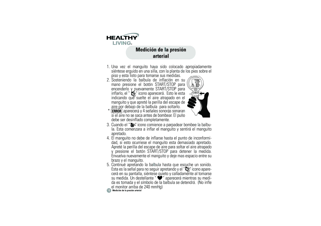 Samsung BHM-1008 owner manual Medición de la presión Arterial, Balbula De inflación en su 