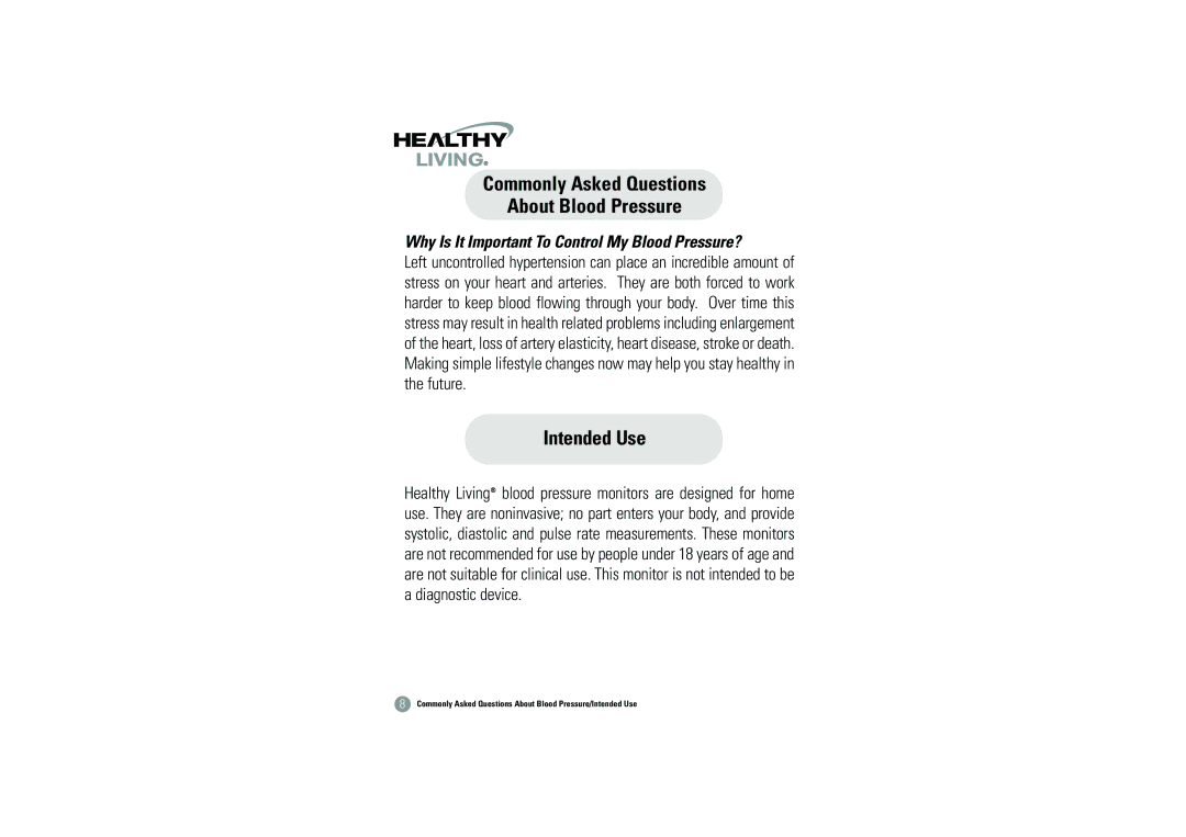 Samsung BHM-1008 owner manual Intended Use, Why Is It Important To Control My Blood Pressure? 