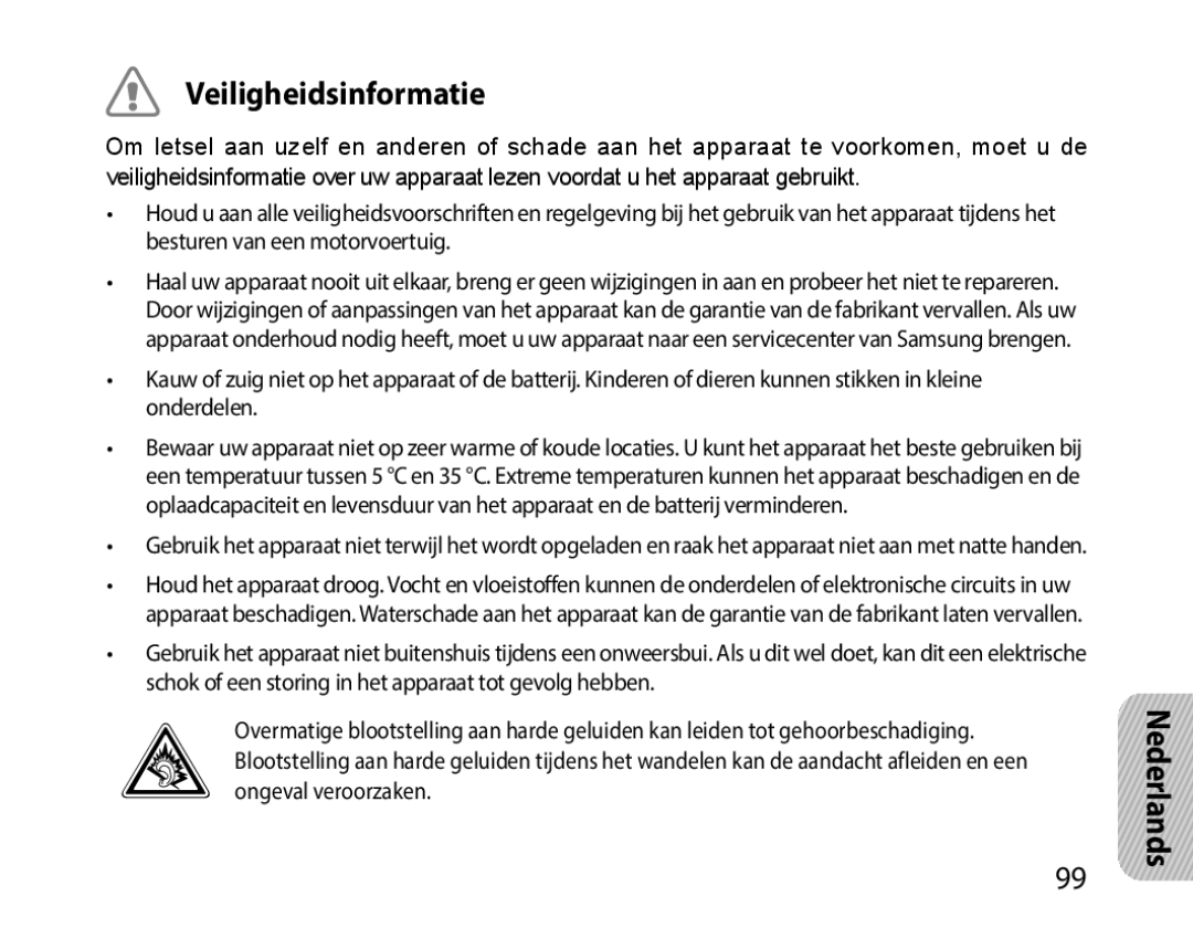 Samsung BHM1000UBECJED, BHM1000JBEGJED, BHM1000BBBCAFR, BHM1000JWEGJED, BHM1000EBECXSG, BHM1000JBECJED Veiligheidsinformatie 