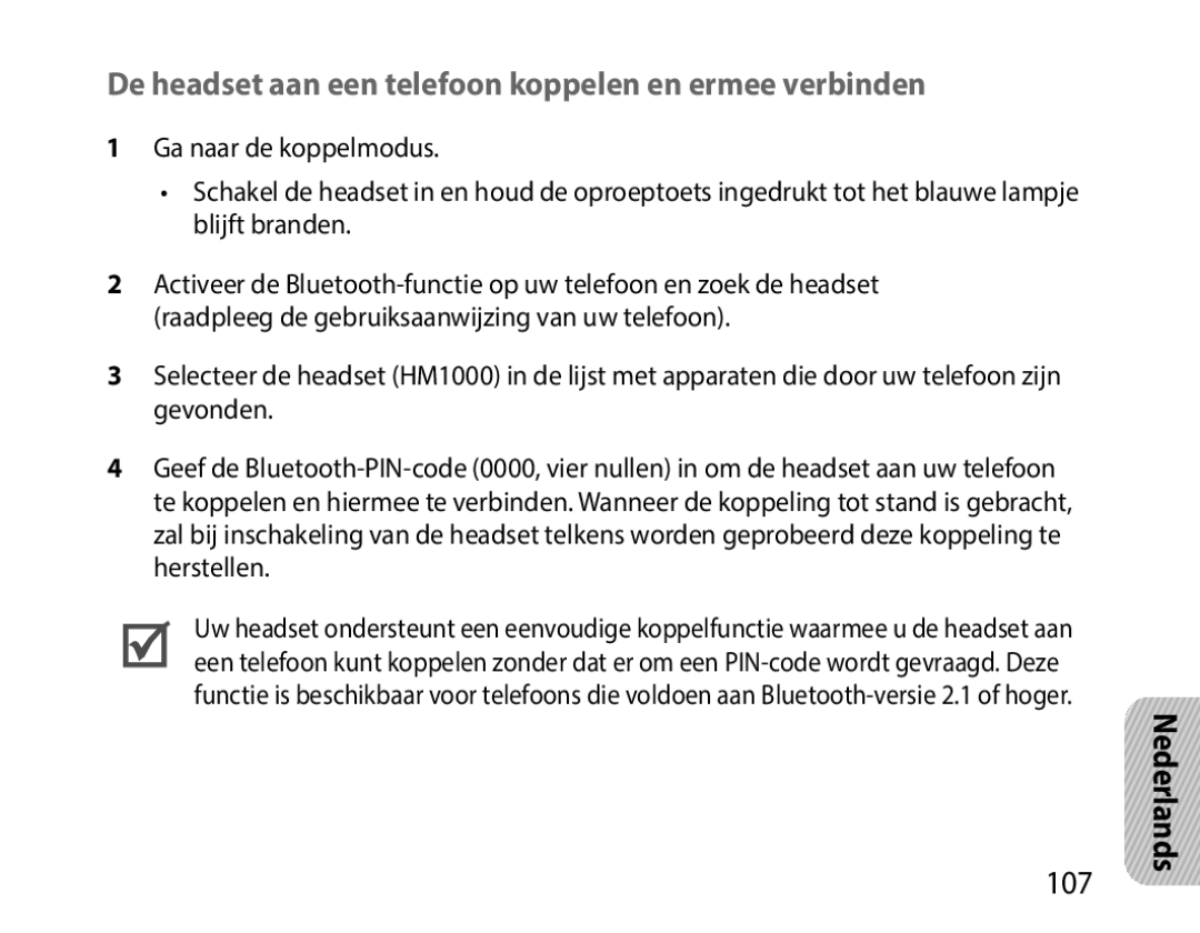 Samsung BHM1000BBBCAFR, BHM1000JBEGJED, BHM1000JWEGJED manual De headset aan een telefoon koppelen en ermee verbinden 