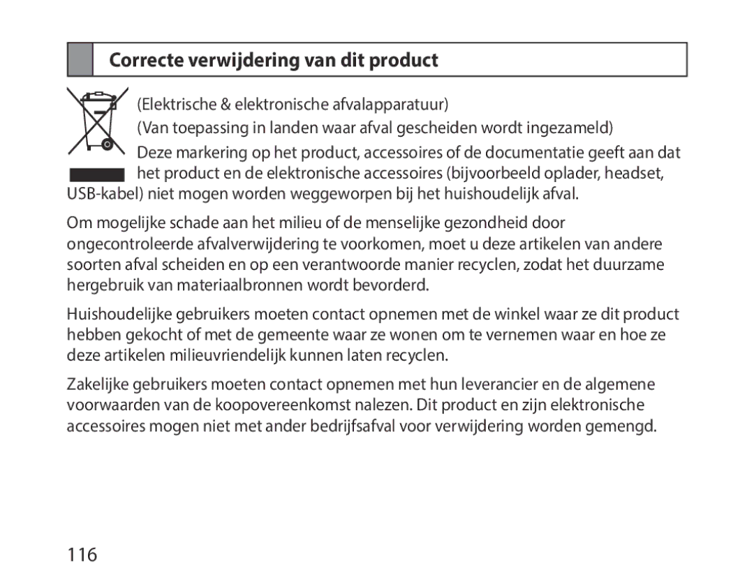 Samsung BHM1000EWECSKZ, BHM1000JBEGJED, BHM1000BBBCAFR, BHM1000JWEGJED, BHM1000EBECXSG Correcte verwijdering van dit product 