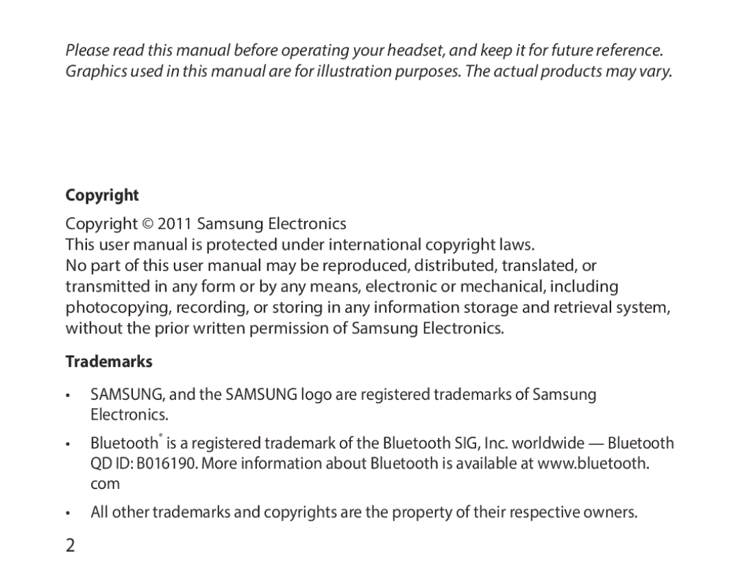 Samsung BHM1000JBECJED, BHM1000JBEGJED, BHM1000BBBCAFR, BHM1000JWEGJED, BHM1000EBECXSG, BHM1000UBECJED Copyright, Trademarks 