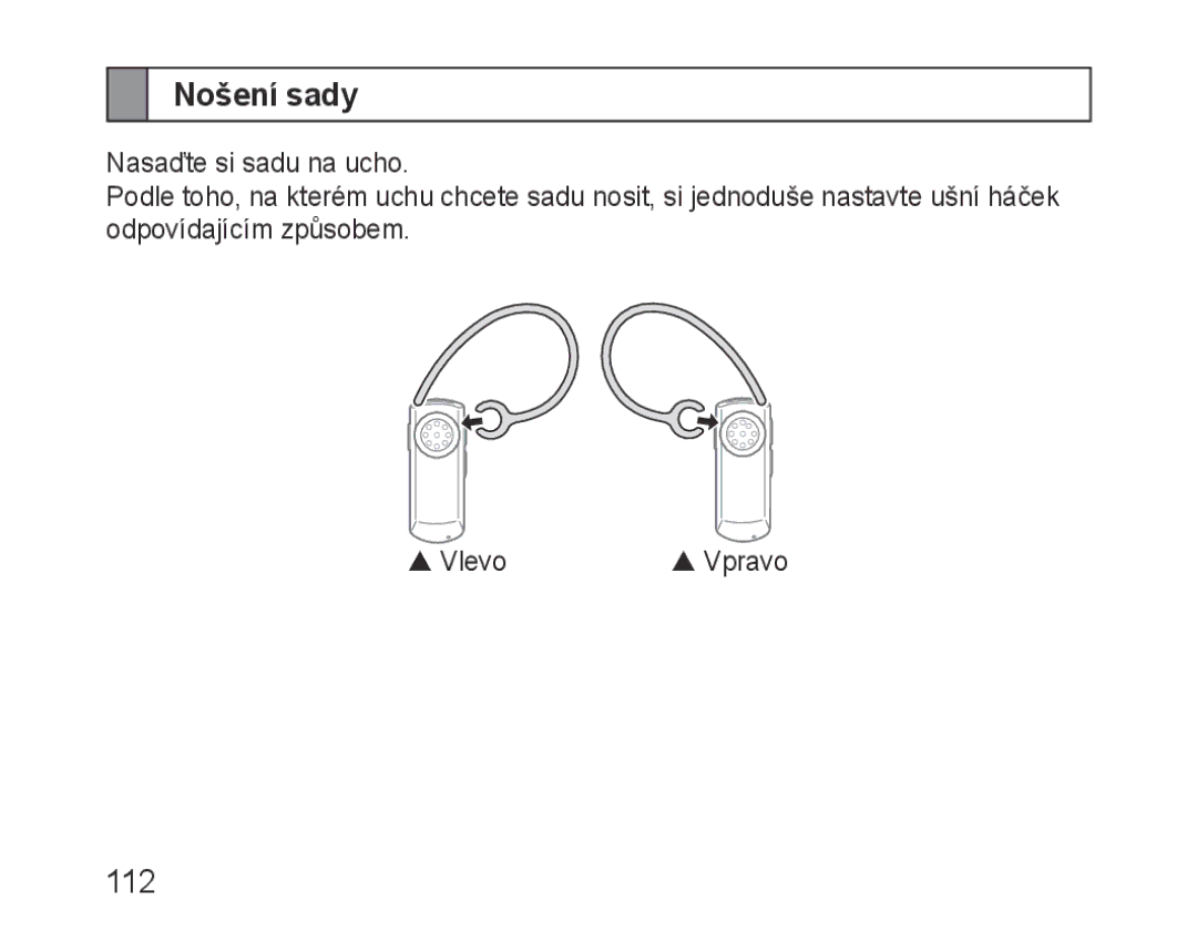 Samsung BHM1000JWECJED, BHM1000JBEGJED, BHM1000BBBCAFR, BHM1000JWEGJED, BHM1000EBECXSG, BHM1000JBECJED manual Nošení sady, 112 