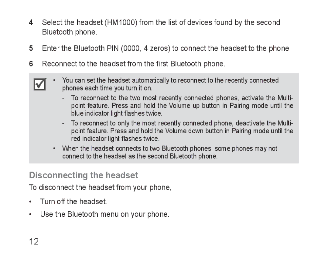 Samsung BHM1000JWEGJED, BHM1000JBEGJED, BHM1000BBBCAFR, BHM1000EBECXSG, BHM1000JBECJED manual Disconnecting the headset 