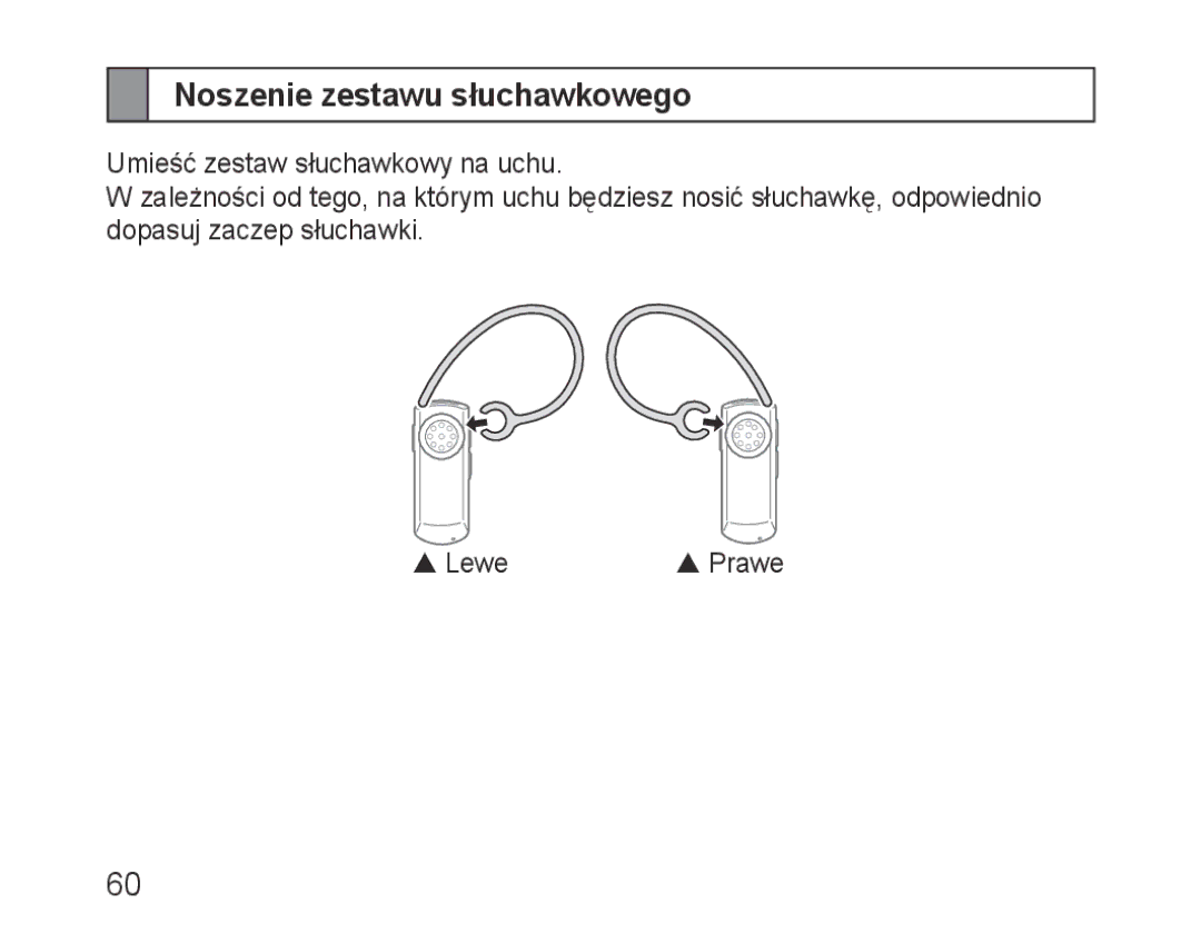 Samsung BHM1000JWEGJED, BHM1000JBEGJED, BHM1000BBBCAFR, BHM1000EBECXSG, BHM1000JBECJED manual Noszenie zestawu słuchawkowego 