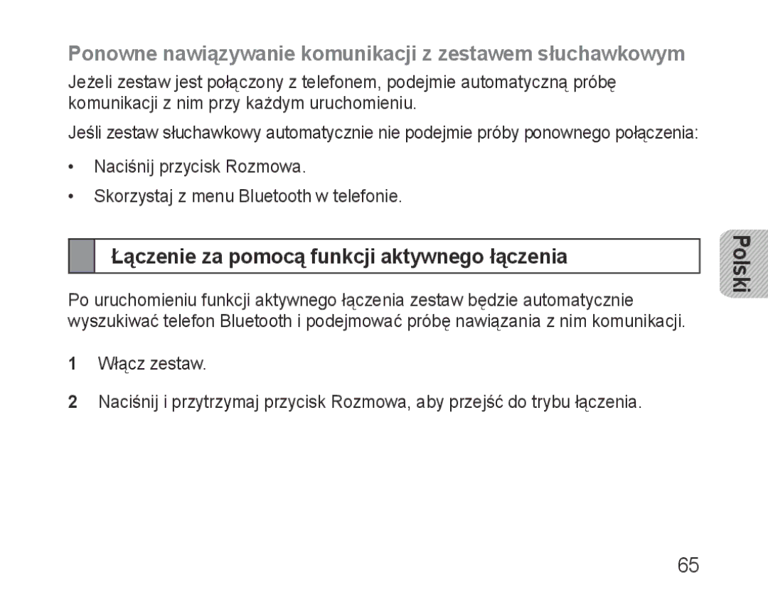 Samsung BHM1000EWECXSG, BHM1000JBEGJED, BHM1000BBBCAFR, BHM1000JWEGJED manual Łączenie za pomocą funkcji aktywnego łączenia 