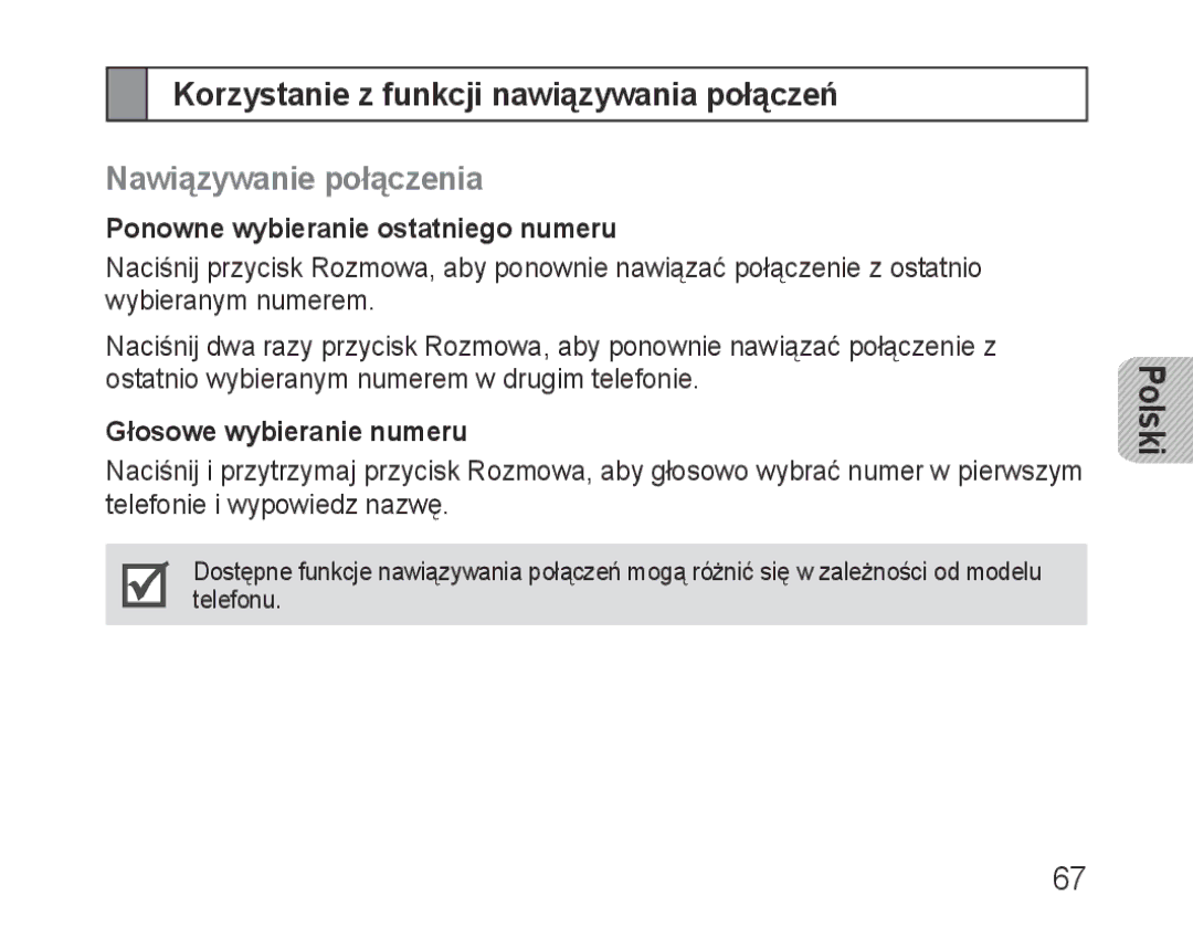 Samsung BHM1000EBECLEV Korzystanie z funkcji nawiązywania połączeń, Nawiązywanie połączenia, Głosowe wybieranie numeru 