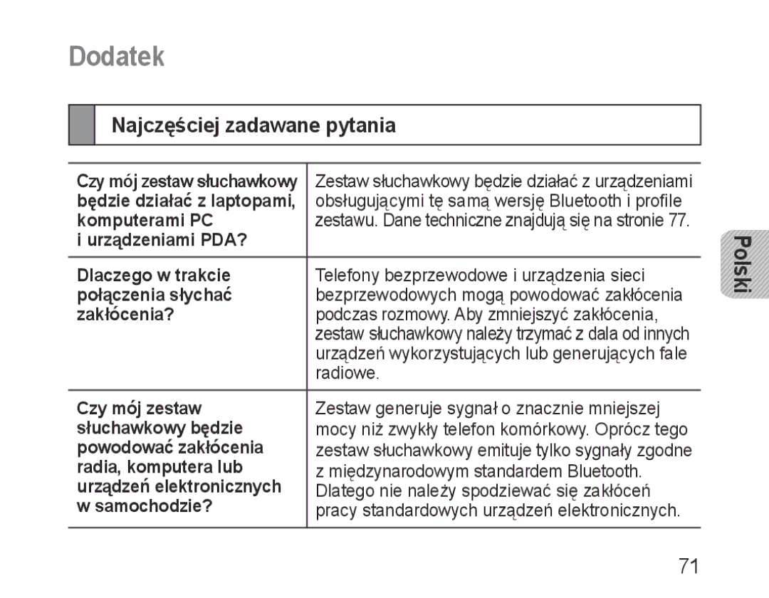 Samsung BHM1000BBBCAFR Dodatek, Najczęściej zadawane pytania, Urządzeń wykorzystujących lub generujących fale, Radiowe 