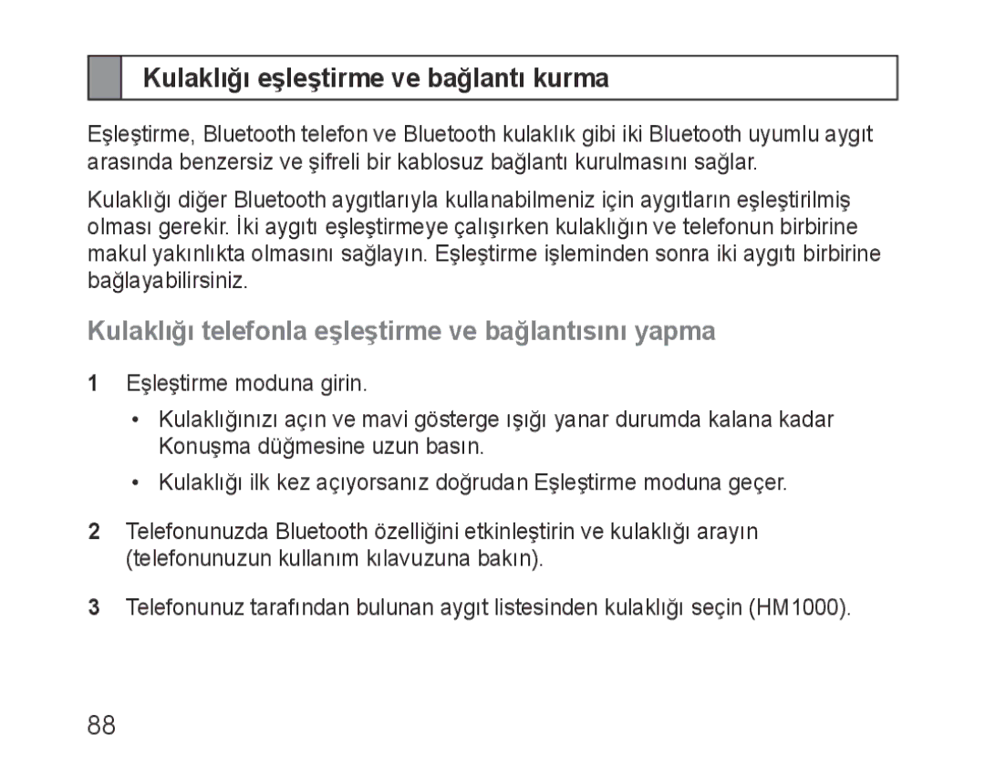 Samsung BHM1000JWECJED manual Kulaklığı eşleştirme ve bağlantı kurma, Kulaklığı telefonla eşleştirme ve bağlantısını yapma 