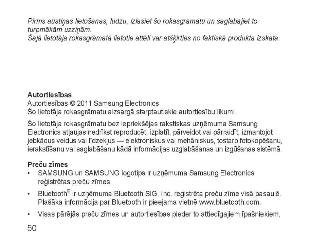 Samsung BHM1100EBEGSEB manual Autortiesības, Preču zīmes 