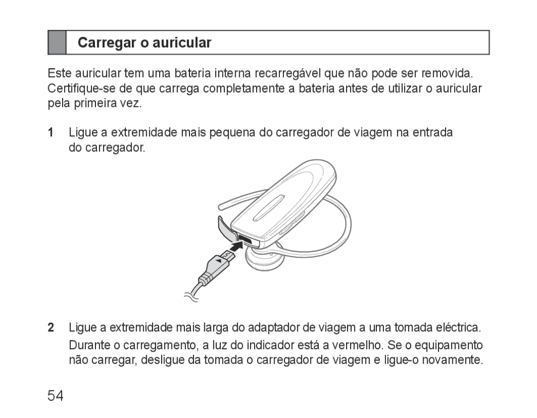 Samsung BHM1100EBEGEUR, BHM1100EBEGXEF, BHM1100NBEGXET, BHM1100EBEGXET, BHM1100EBEGFOP, BHM1100EBEGCRO Carregar o auricular 