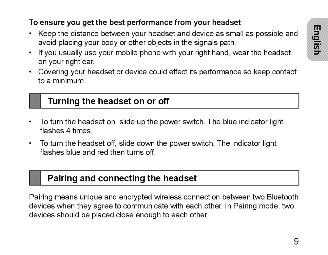 Samsung BHM1100EBEGEUR, BHM1100EBEGXEF, BHM1100NBEGXET Turning the headset on or off, Pairing and connecting the headset 