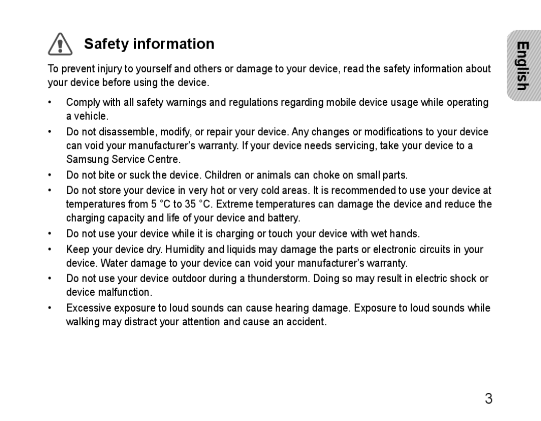 Samsung BHM1100EBEGXEH, BHM1100EBEGXEF, BHM1100NBEGXET, BHM1100EBEGXET, BHM1100EBEGFOP, BHM1100EBEGCRO manual Safety information 