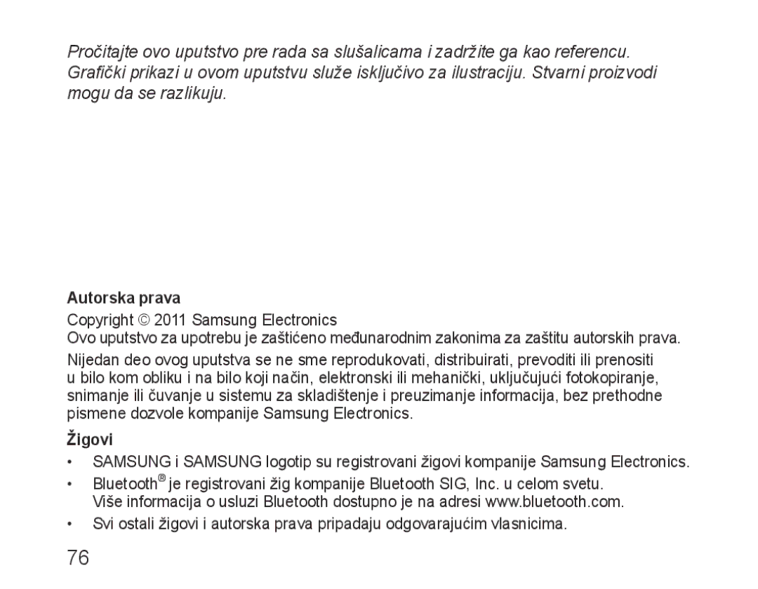 Samsung BHM1100EBEGFOP, BHM1100EBEGXEF, BHM1100NBEGXET, BHM1100EBEGXET, BHM1100EBEGCRO, BHM1100EBEGXEH manual Autorska prava 