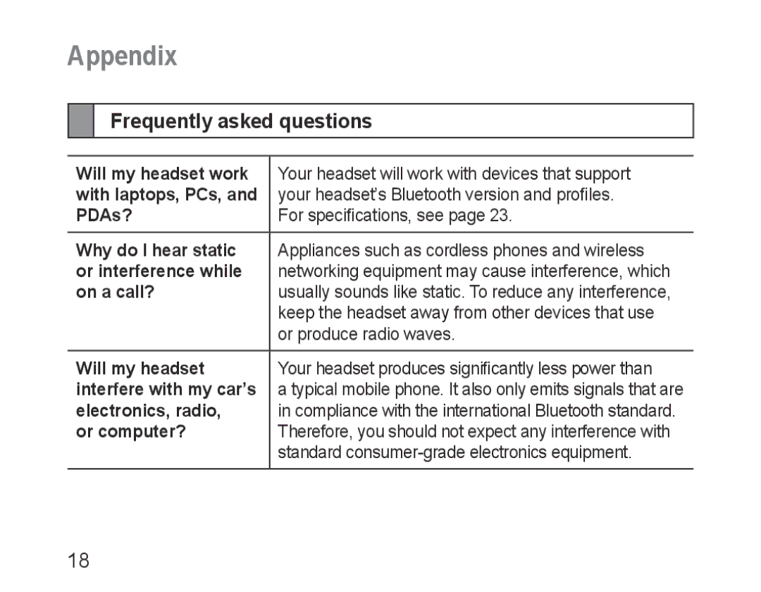 Samsung BHM1100EBEGXEH, BHM1100EBEGXEF, BHM1100NBEGXET, BHM1100EBEGXET, BHM1100EBEGFOP Appendix, Frequently asked questions 