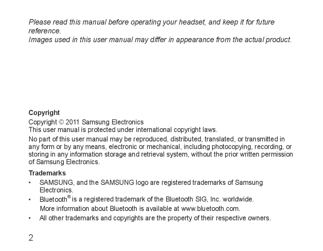 Samsung BHM1100EBEGCRO, BHM1100EBEGXEF, BHM1100NBEGXET, BHM1100EBEGXET, BHM1100EBEGFOP, BHM1100EBEGXEH manual Copyright 