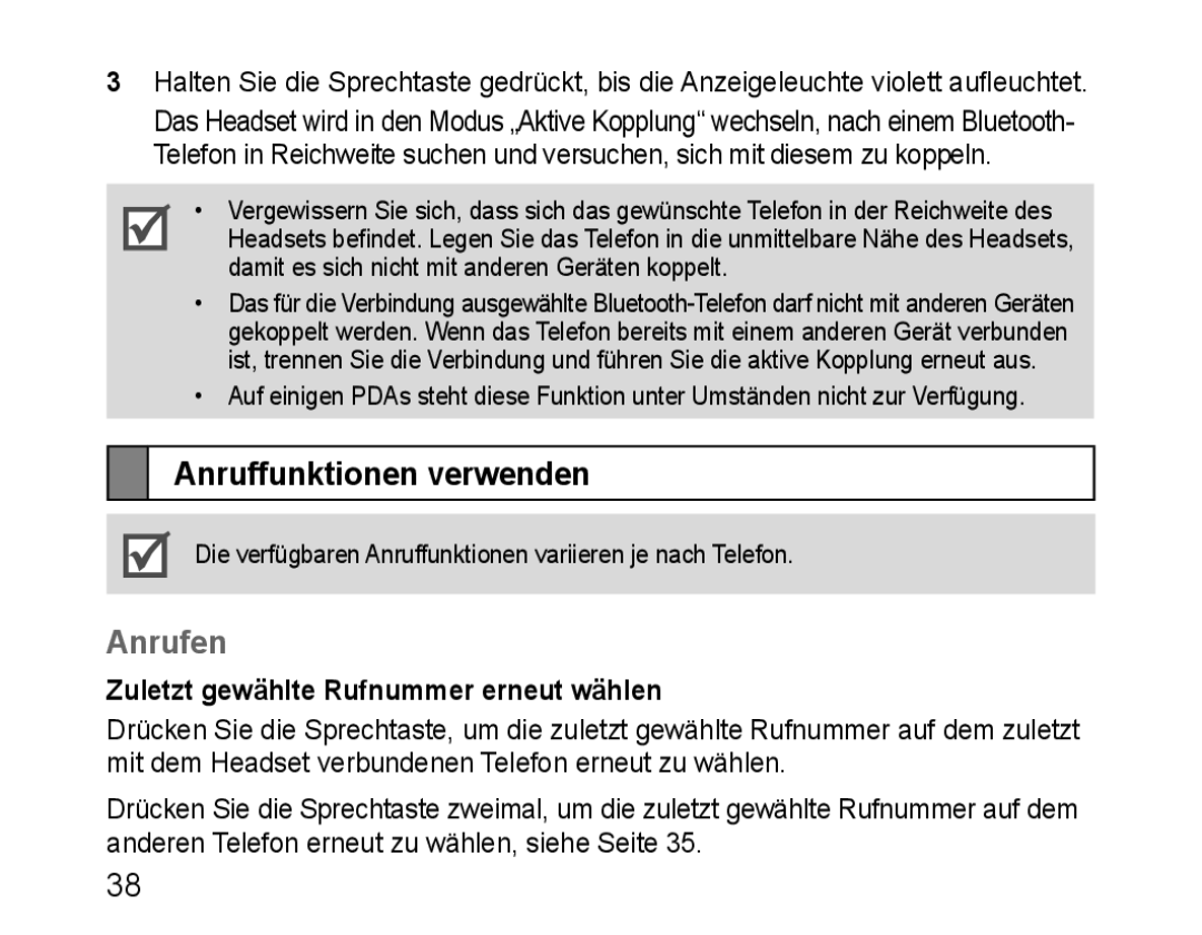 Samsung BHM1100EBEGSEB, BHM1100EBEGXEF manual Anruffunktionen verwenden, Anrufen, Zuletzt gewählte Rufnummer erneut wählen 